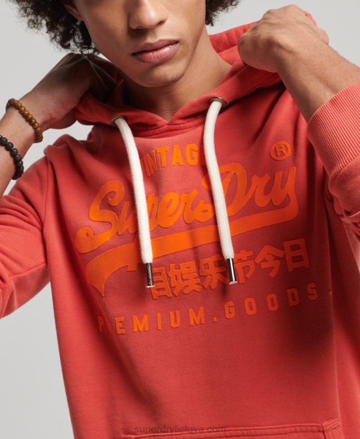 Superdry Vintage Logo Neon Hoodie Red Men