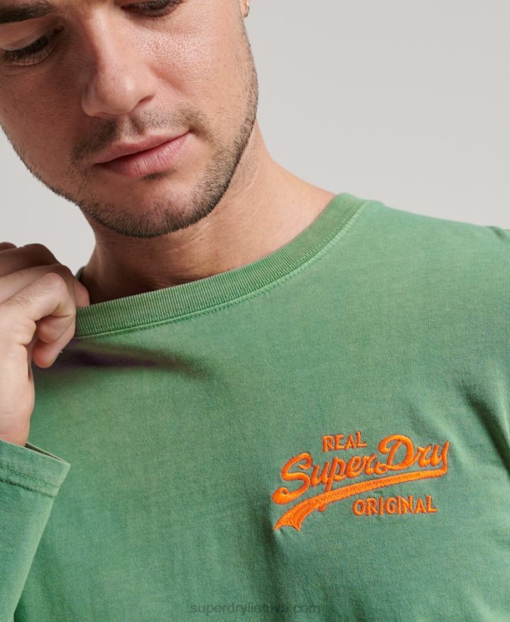 Superdry Vintage Logo Neon Long Sleeve Top Green Men