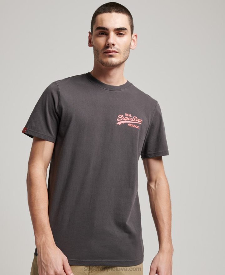 Superdry Vintage Logo Neon T-Shirt Dark Grey Men