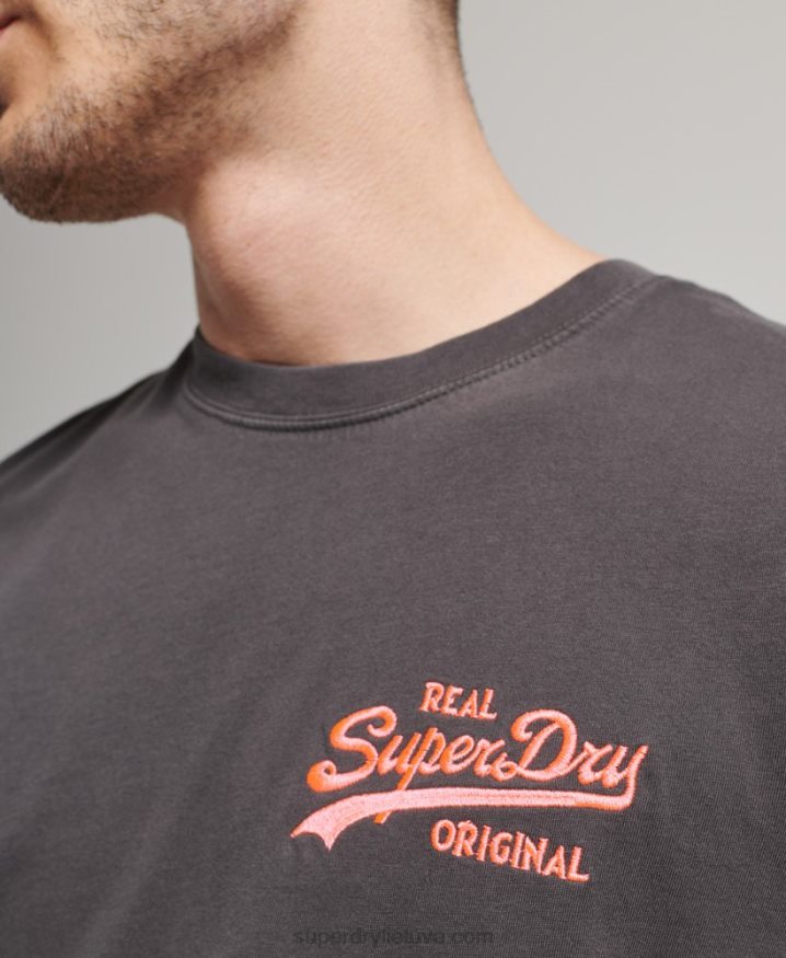 Superdry Vintage Logo Neon T-Shirt Dark Grey Men