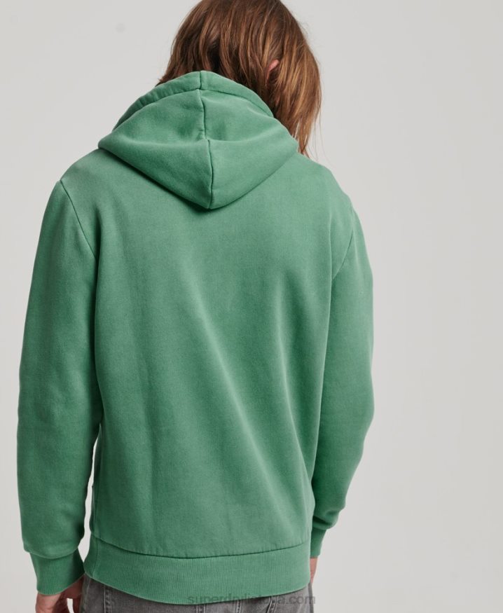 Superdry Vintage Logo Neon Zip Hoodie Green Men