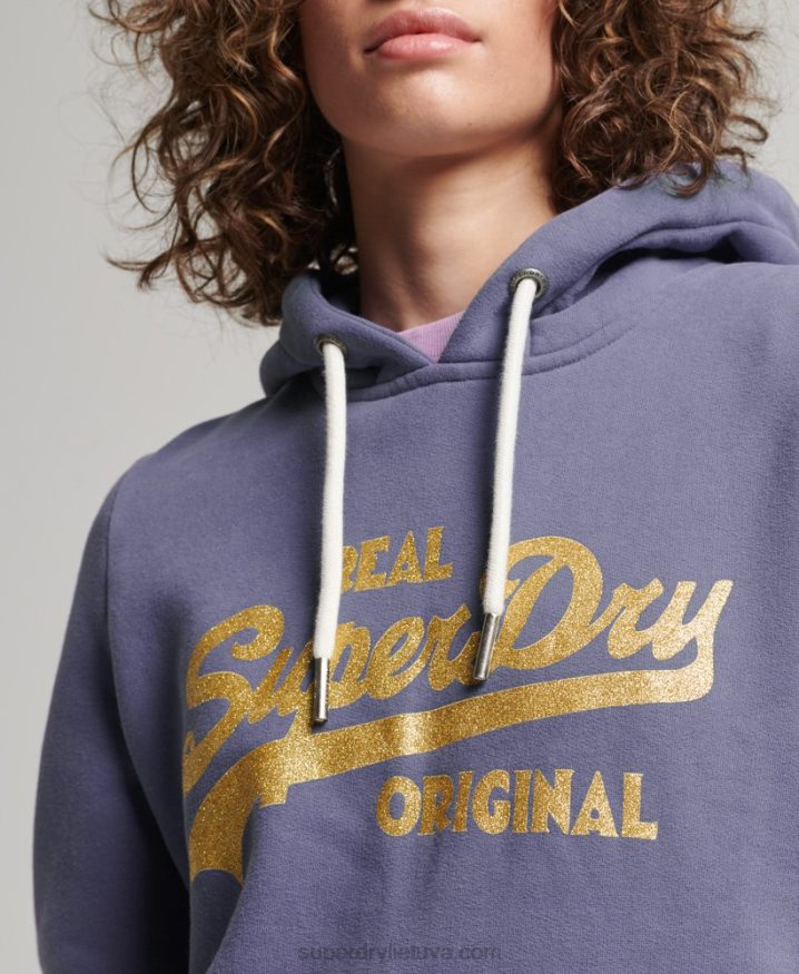 Superdry Vintage Logo Original Hoodie Purple Women