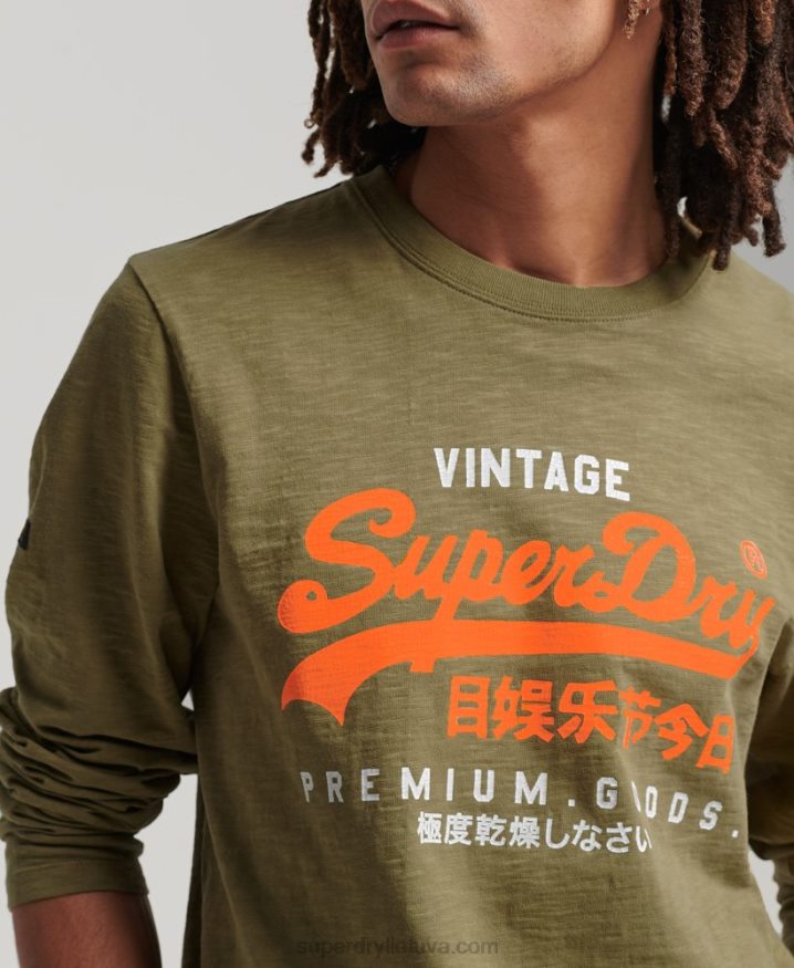 Superdry Vintage Logo Overdyed Long sleeve T-Shirt Green Men