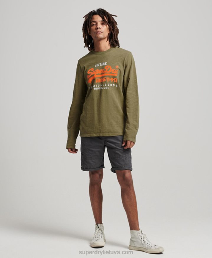 Superdry Vintage Logo Overdyed Long sleeve T-Shirt Green Men