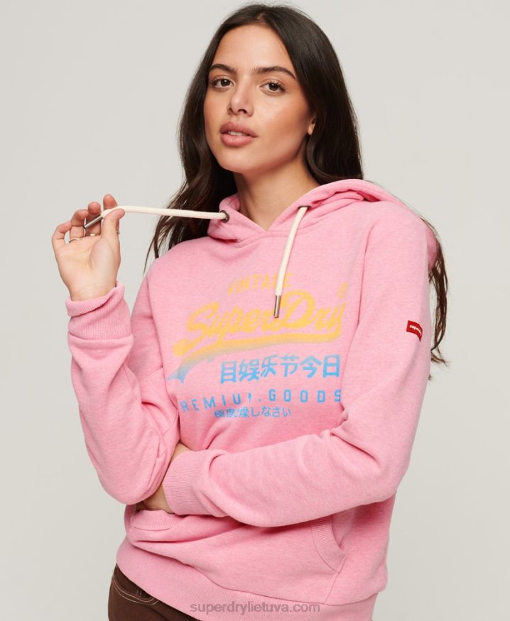 Superdry Vintage Logo Premium Faded Hoodie Pink Women