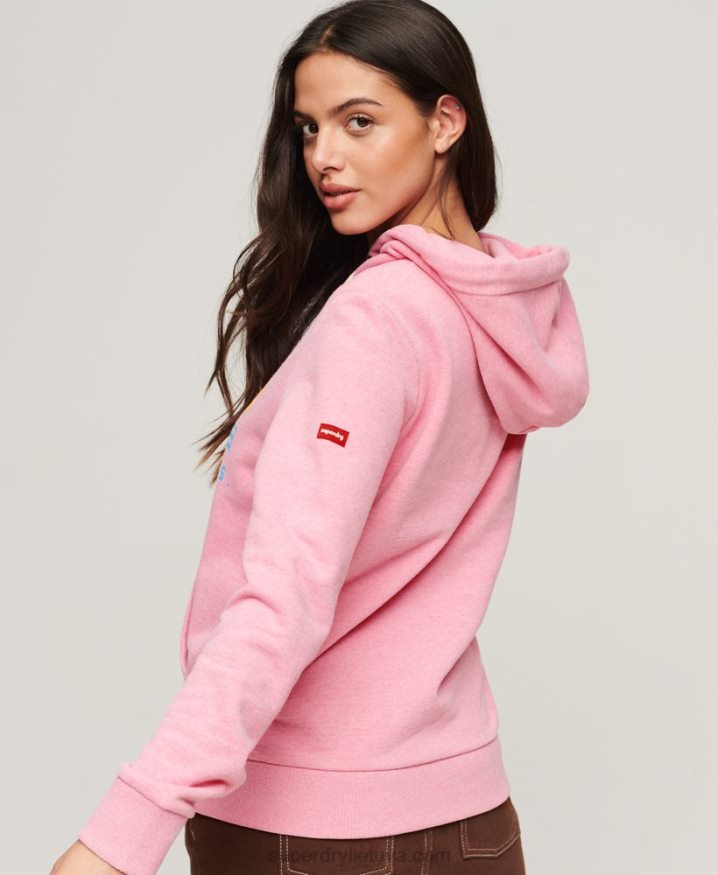 Superdry Vintage Logo Premium Faded Hoodie Pink Women