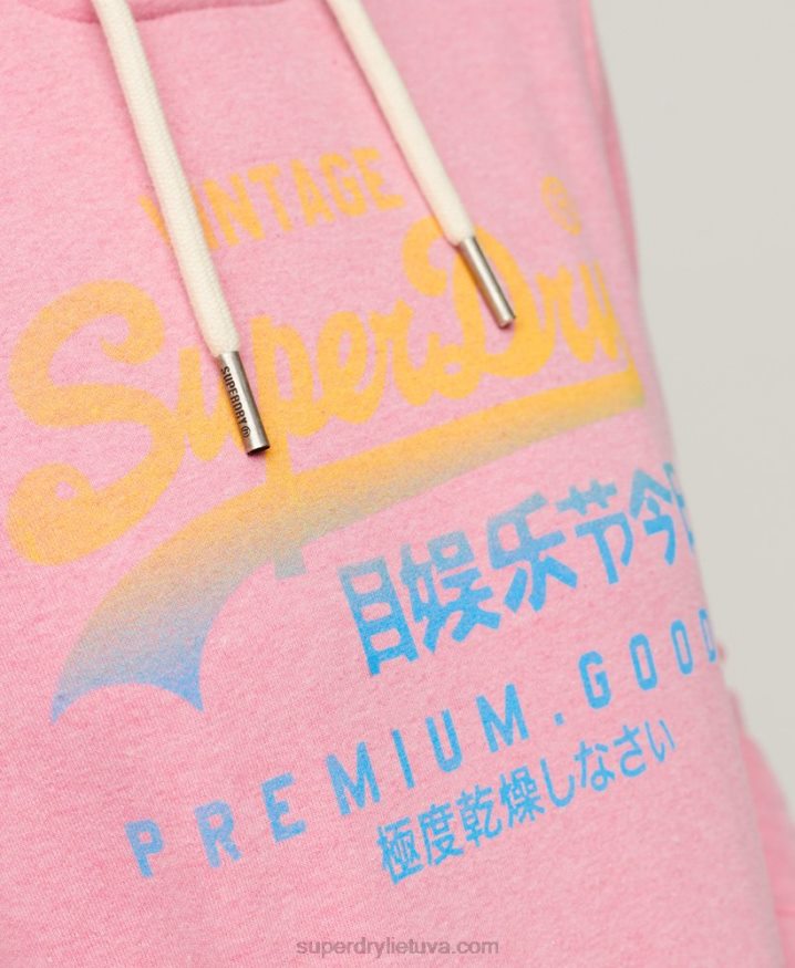 Superdry Vintage Logo Premium Faded Hoodie Pink Women