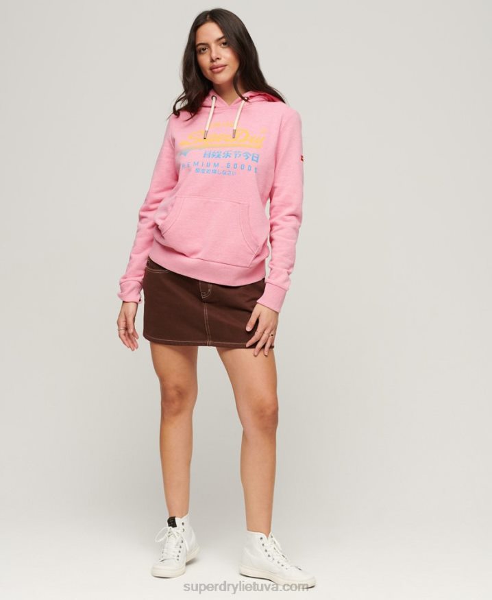 Superdry Vintage Logo Premium Faded Hoodie Pink Women