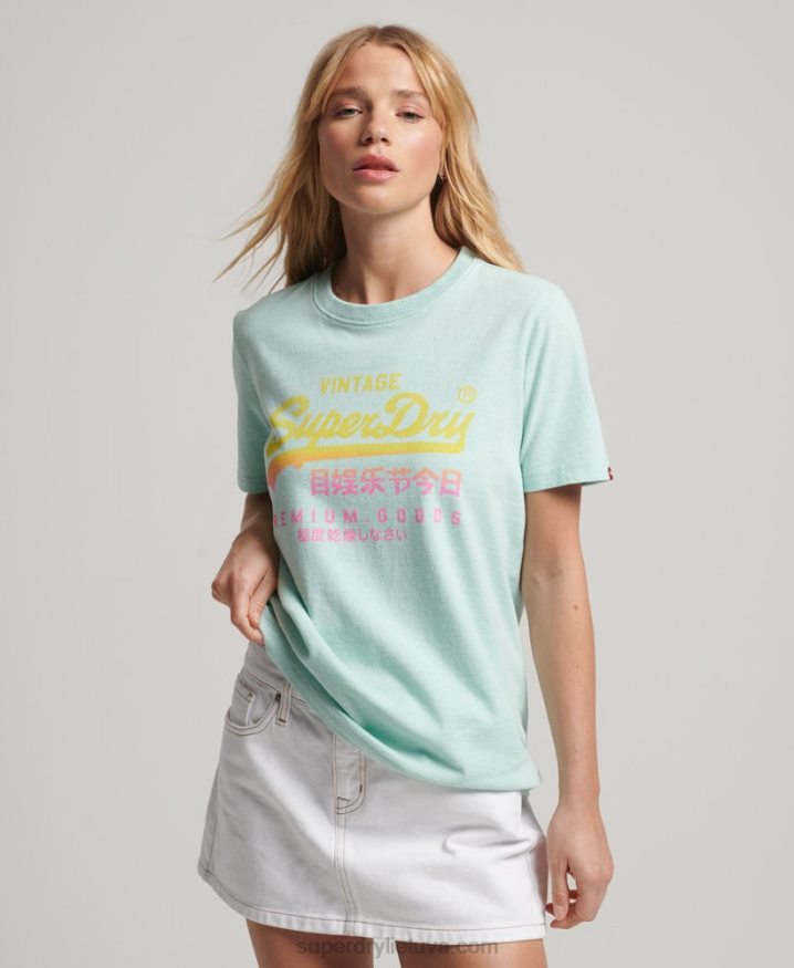 Superdry Vintage Logo Premium Faded T-Shirt Blue Women