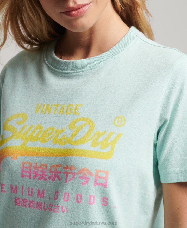 Superdry Vintage Logo Premium Faded T-Shirt Blue Women