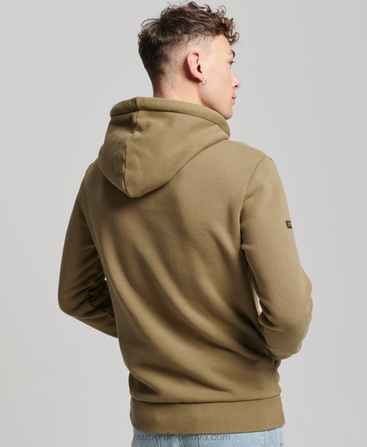 Superdry Vintage Logo Premium Overdyed Hoodie Khaki Men