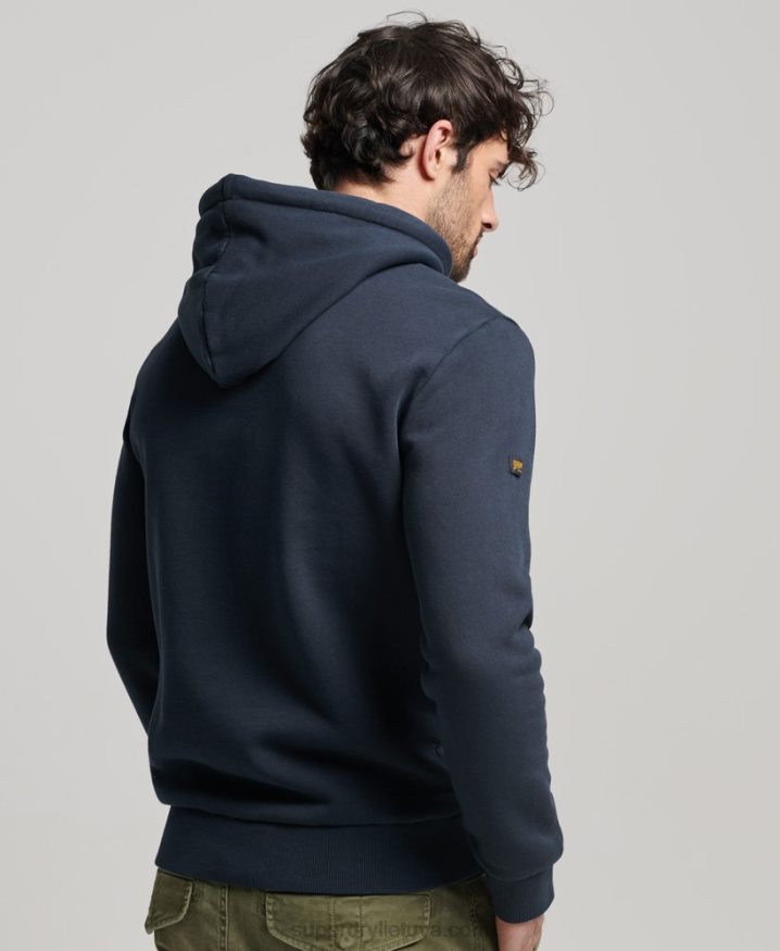 Superdry Vintage Logo Premium Overdyed Hoodie Navy Men