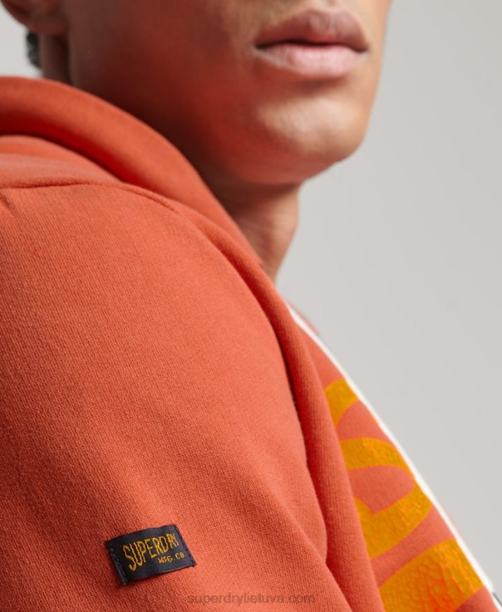 Superdry Vintage Logo Premium Overdyed Hoodie Orange Men