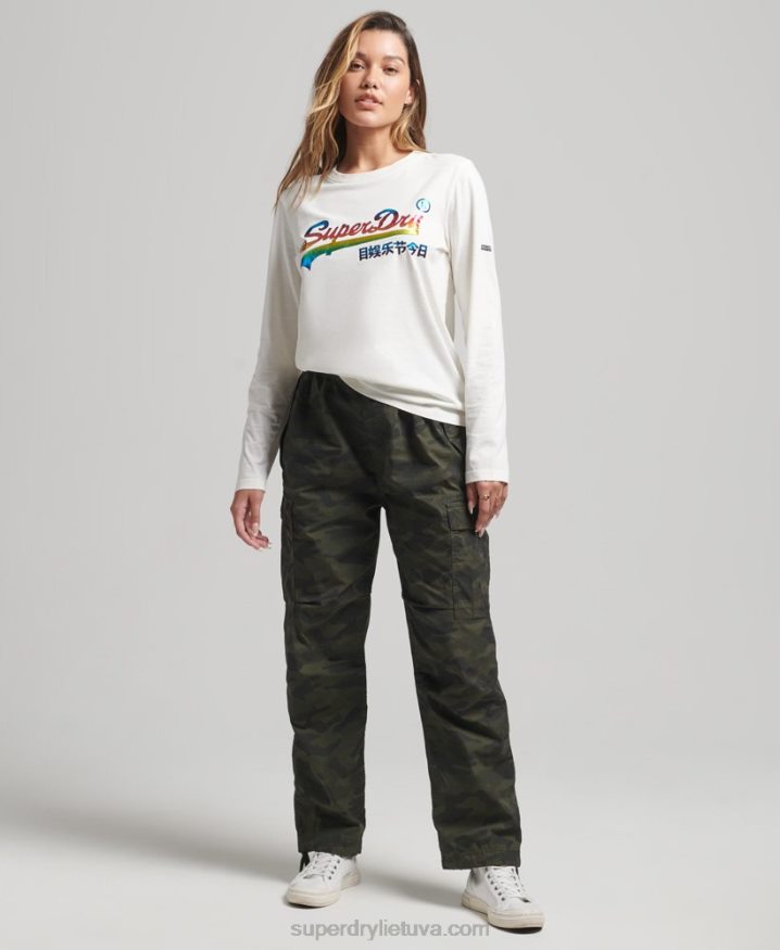 Superdry Vintage Logo Rainbow Long Sleeve Top White Women