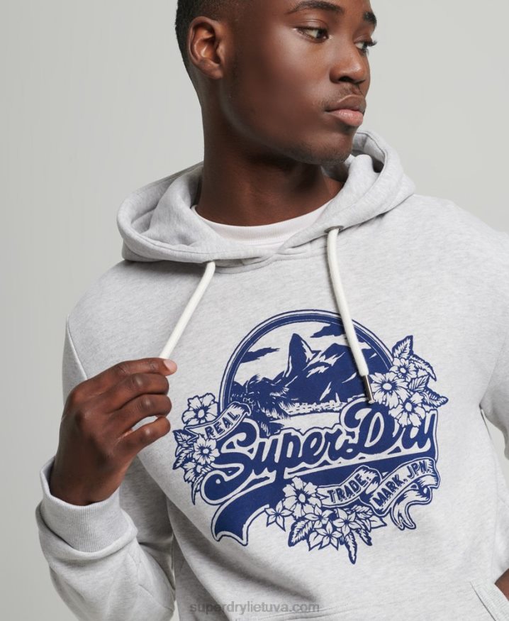 Superdry Vintage Logo Seasonal Hoodie Light Grey Men