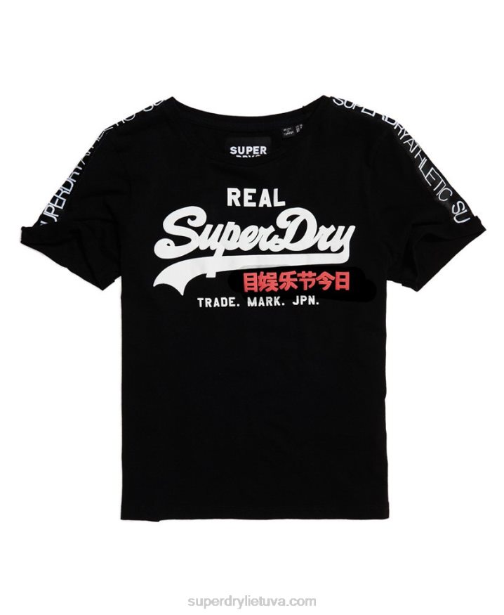 Superdry Vintage Logo Sleeve Tape Boxy T-Shirt Black Women