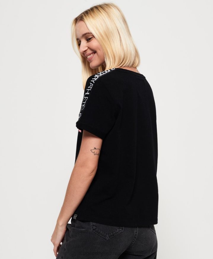 Superdry Vintage Logo Sleeve Tape Boxy T-Shirt Black Women