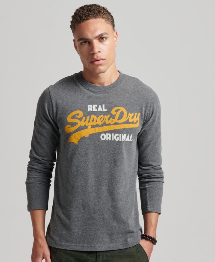 Superdry Vintage Logo Soda Pop Long Sleeve Top Grey Men