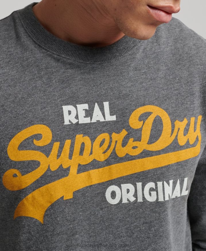 Superdry Vintage Logo Soda Pop Long Sleeve Top Grey Men