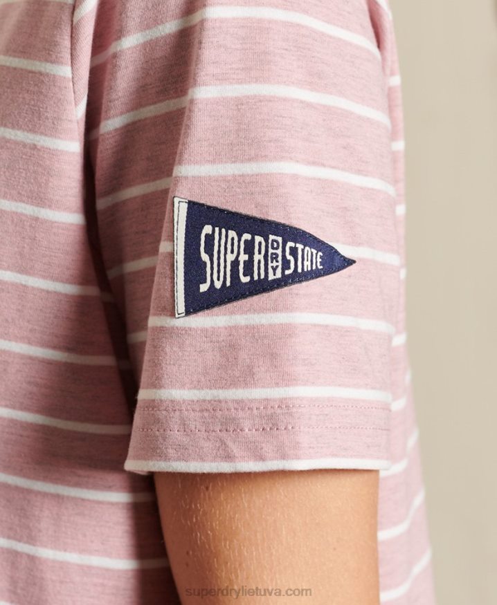 Superdry Vintage Logo Source Striped T-Shirt Pink Women