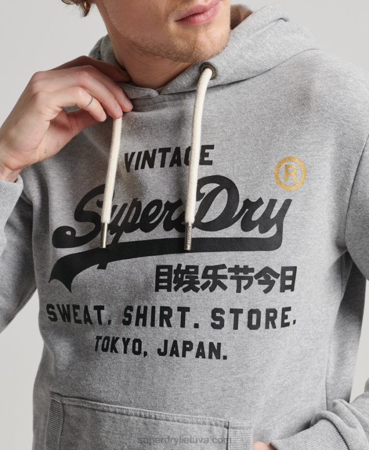 Superdry Vintage Logo Store Classic Hoodie Grey Men