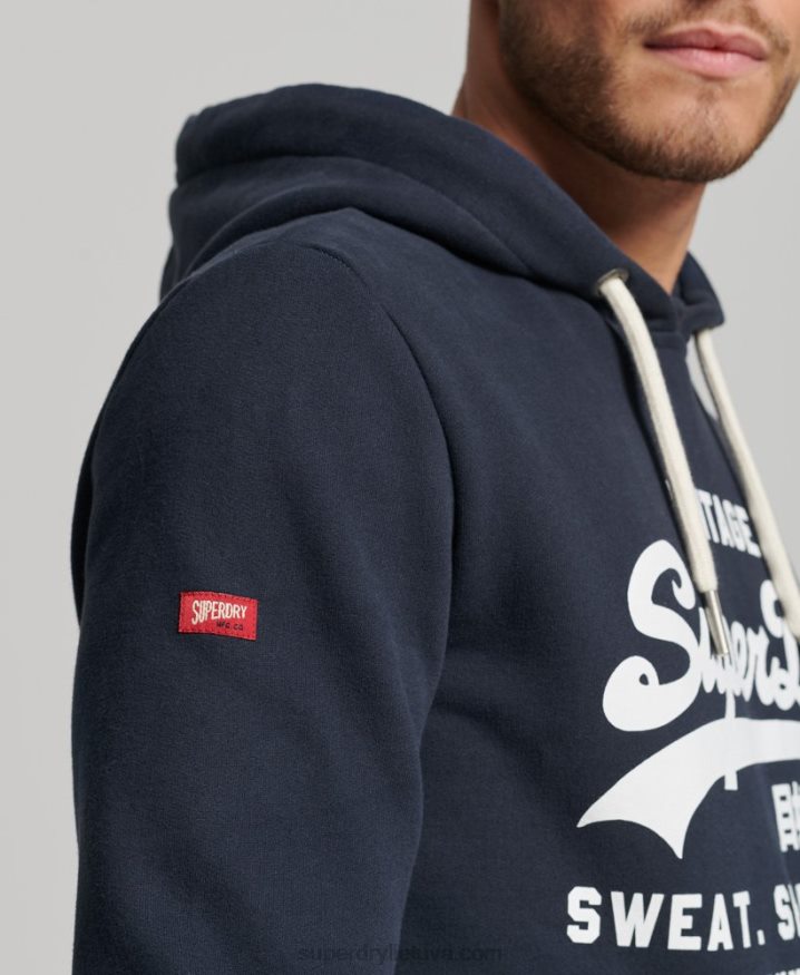 Superdry Vintage Logo Store Classic Hoodie Navy Men