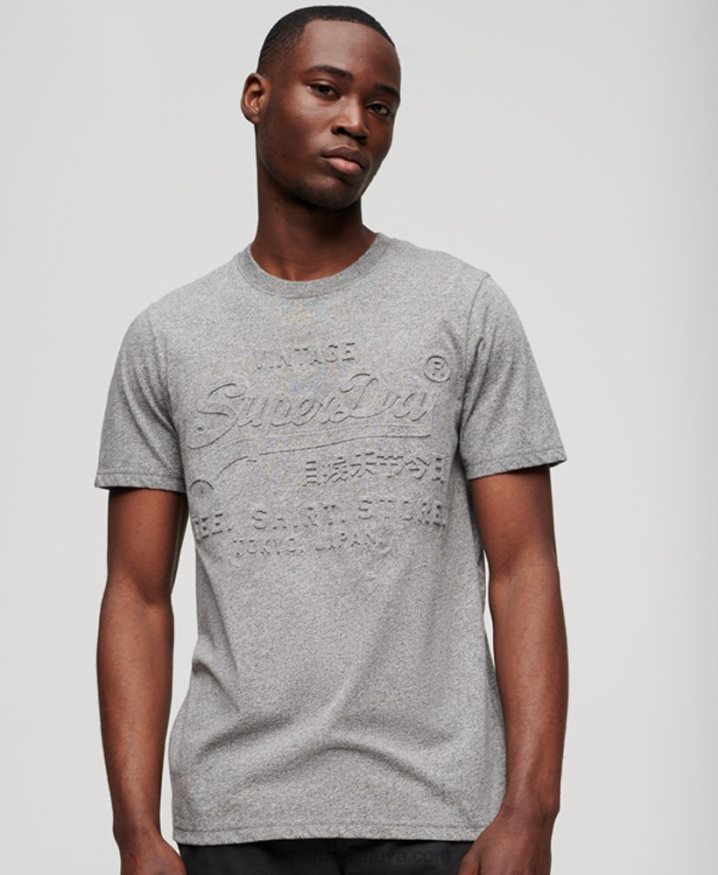 Superdry Vintage Logo Store Embossed T-Shirt Light Grey Men