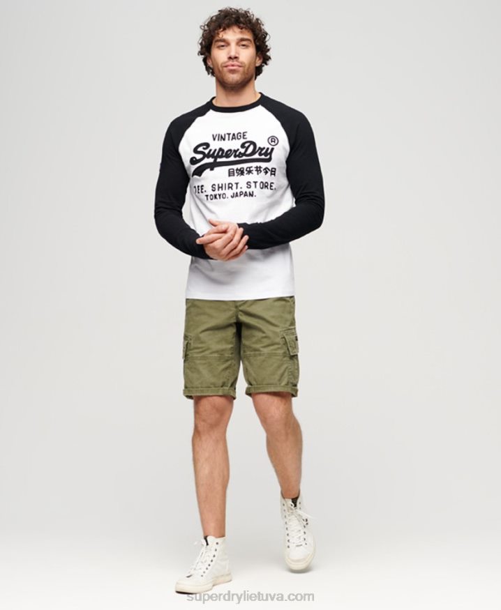 Superdry Vintage Logo Store Raglan Long Sleeve Top White Men