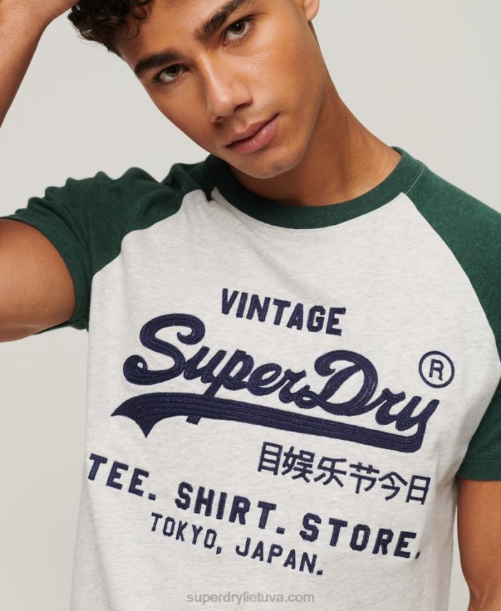 Superdry Vintage Logo Store Raglan T-Shirt Green Men