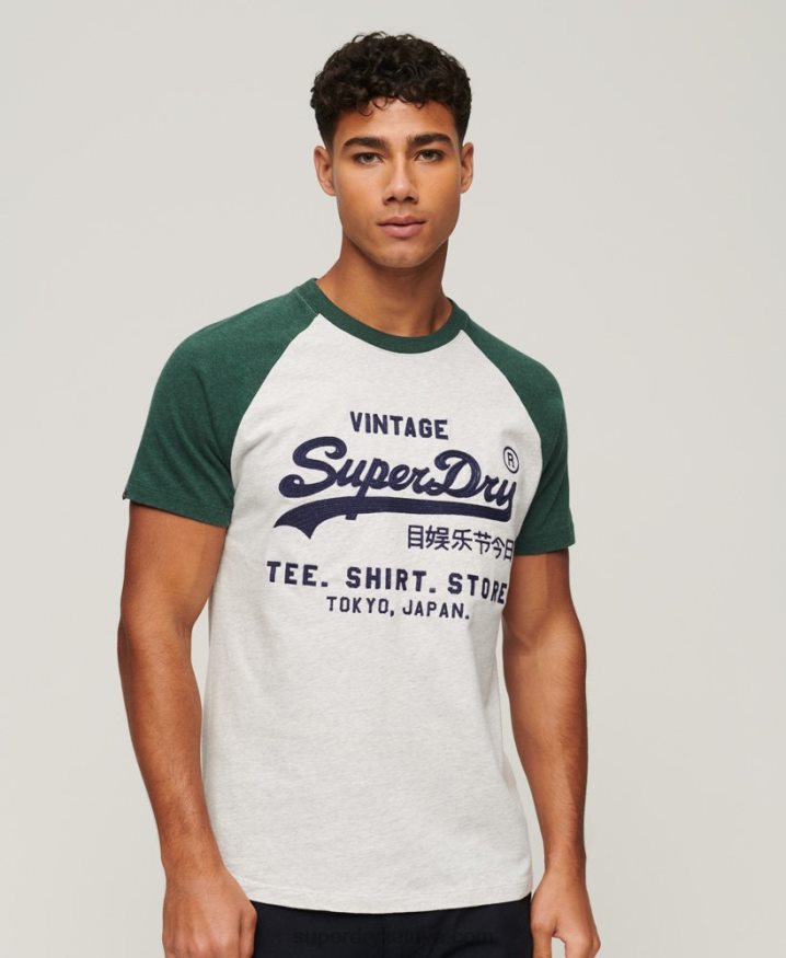 Superdry Vintage Logo Store Raglan T-Shirt Green Men