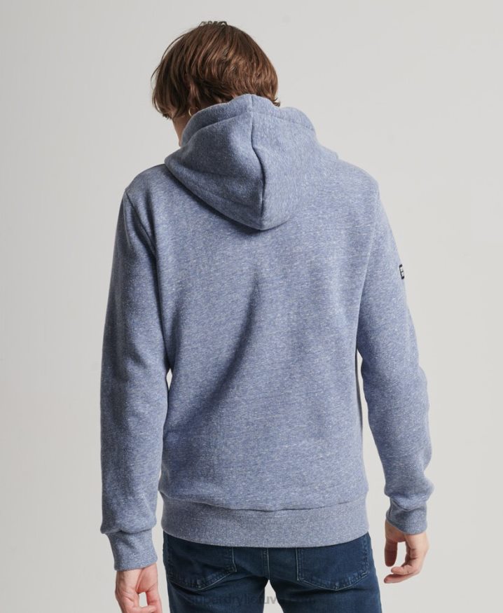 Superdry Vintage Logo Tonal Zip Hoodie Blue Men