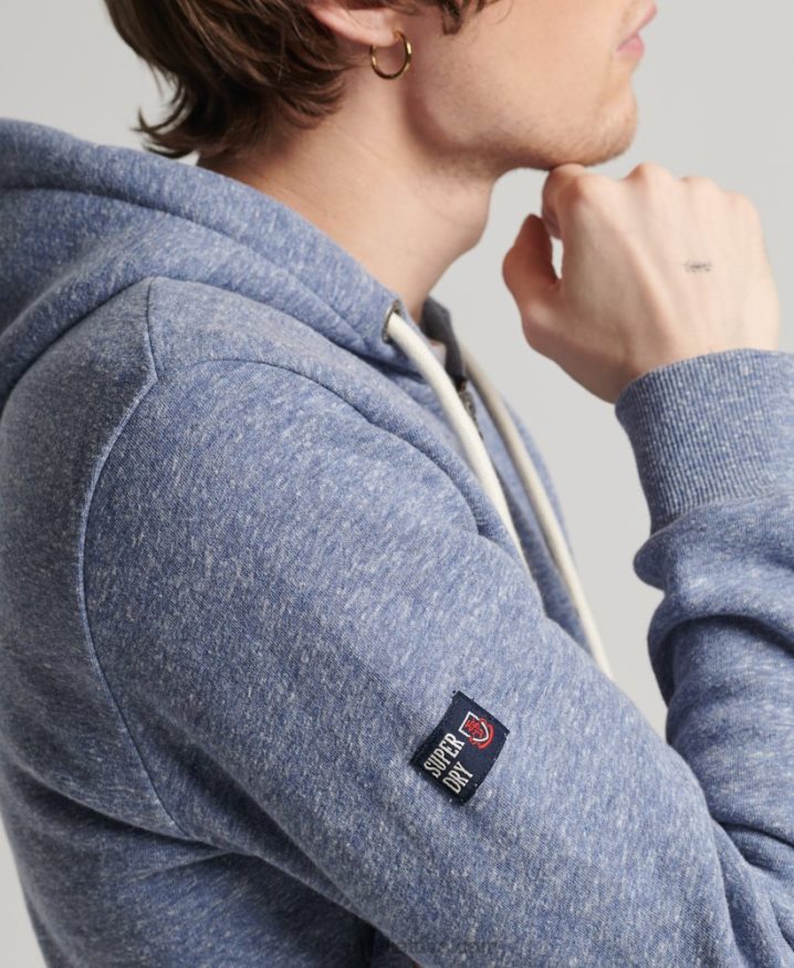 Superdry Vintage Logo Tonal Zip Hoodie Blue Men