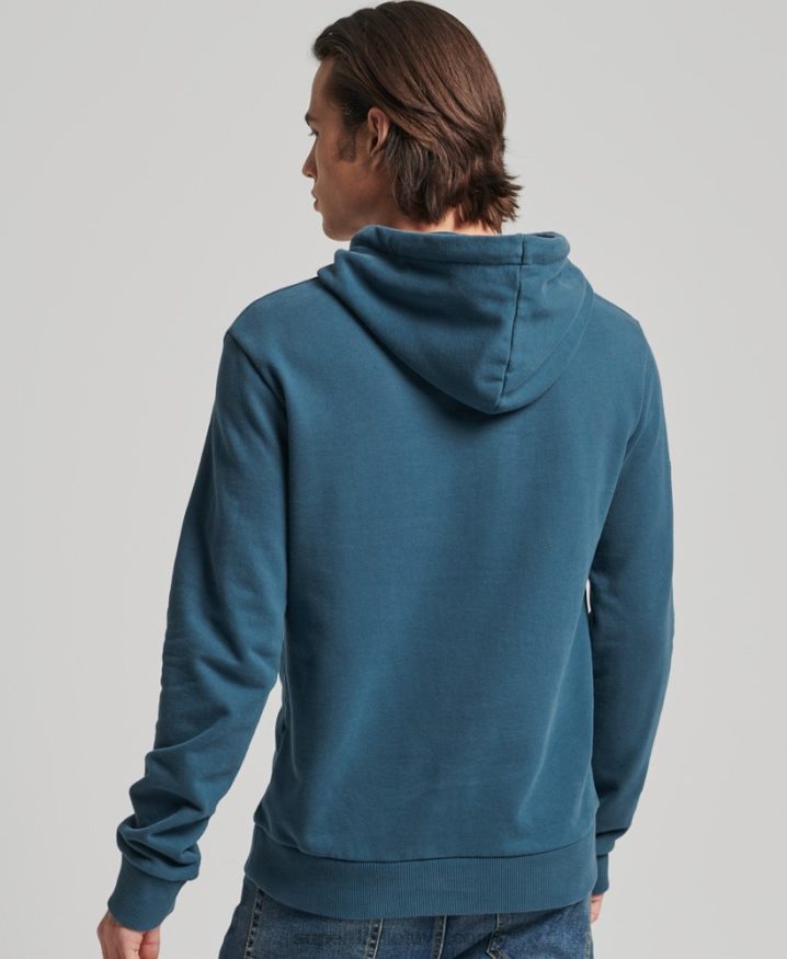 Superdry Vintage Logo Unbrushed Narrative Hoodie Blue Men