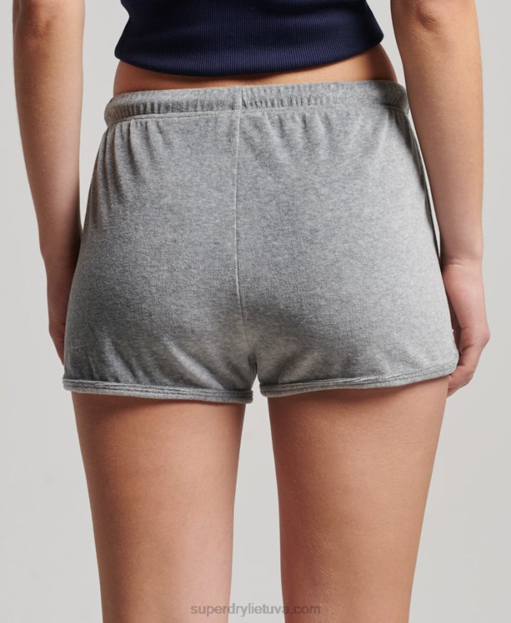 Superdry Vintage Logo Velour Racer Short Grey Women