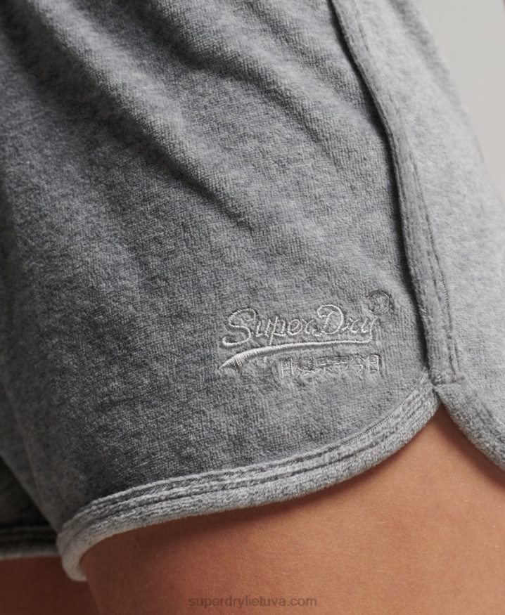 Superdry Vintage Logo Velour Racer Short Grey Women