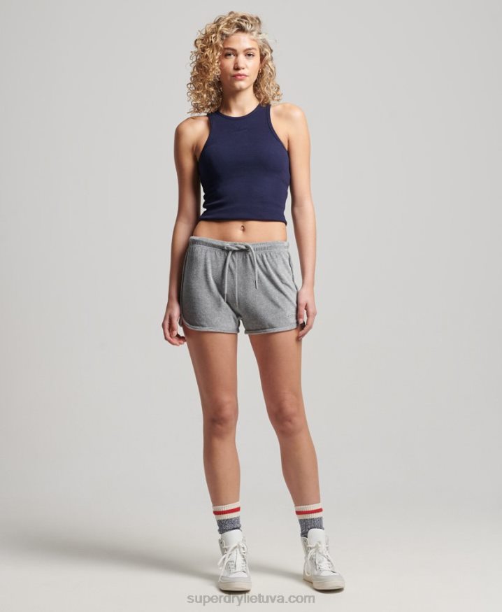 Superdry Vintage Logo Velour Racer Short Grey Women