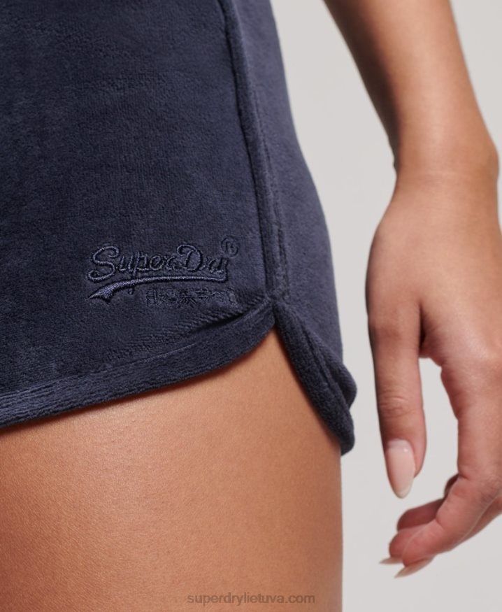 Superdry Vintage Logo Velour Racer Short Navy Women