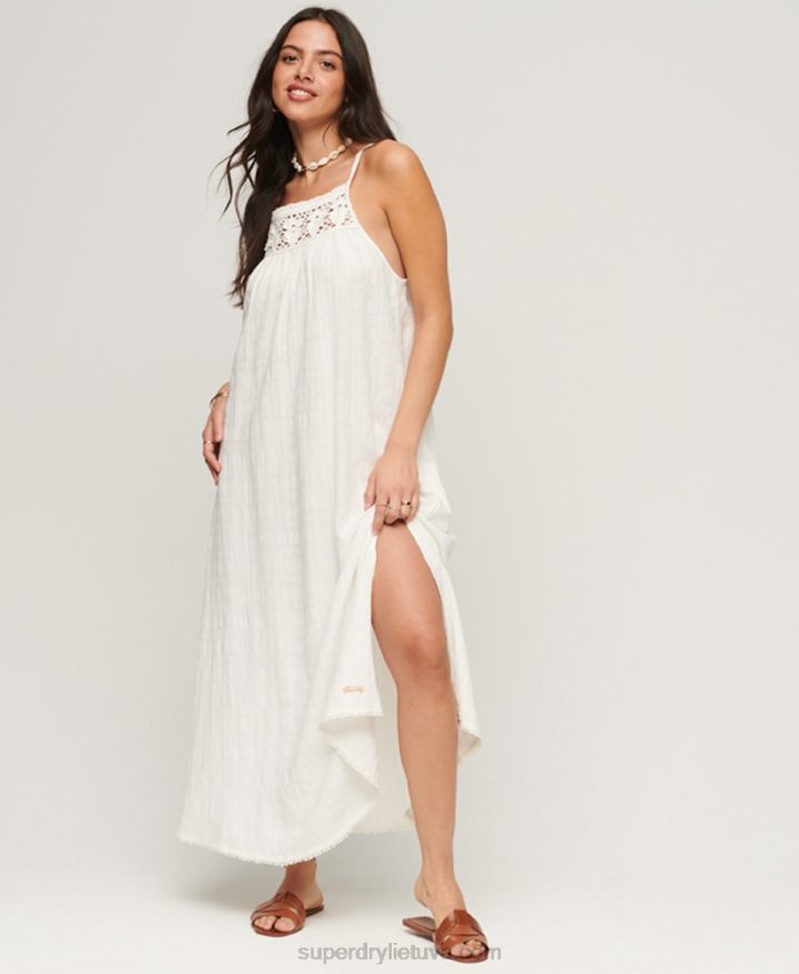 Superdry Vintage Long Halter Cami Dress Cream Women