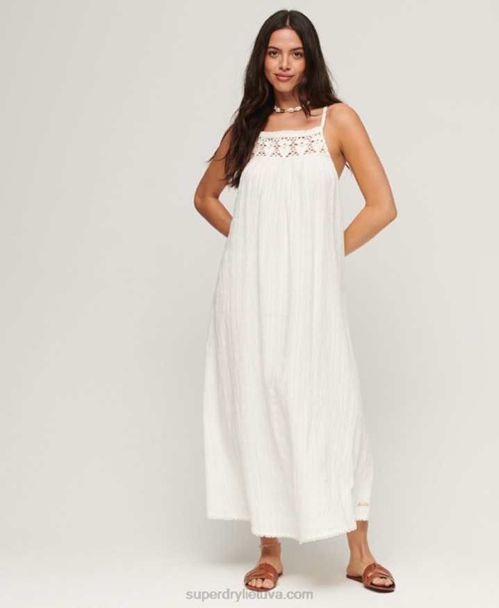 Superdry Vintage Long Halter Cami Dress Cream Women