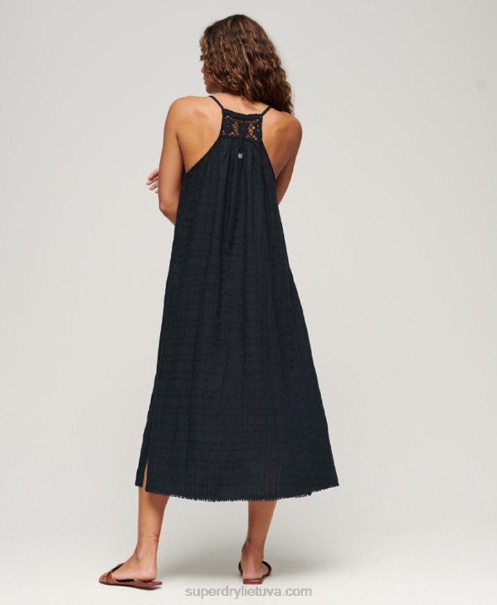 Superdry Vintage Long Halter Cami Dress Navy Women