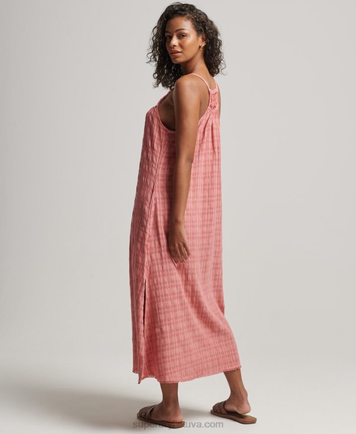 Superdry Vintage Long Halter Cami Dress Pink Women