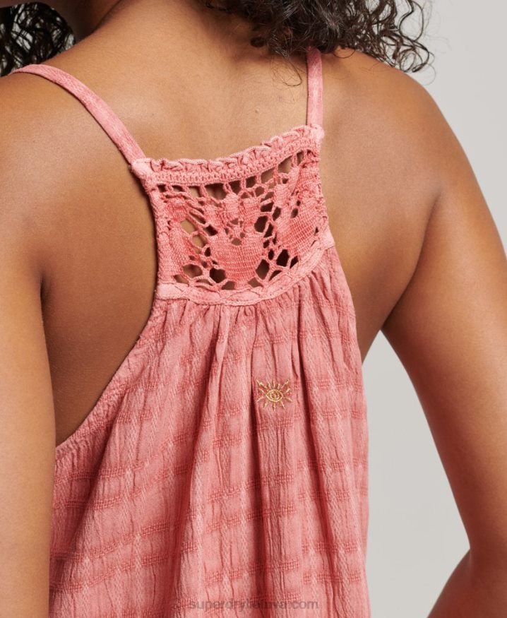 Superdry Vintage Long Halter Cami Dress Pink Women