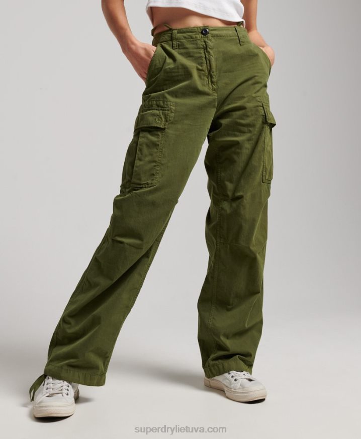 Superdry Vintage Low Rise Cargo Trousers Green Women