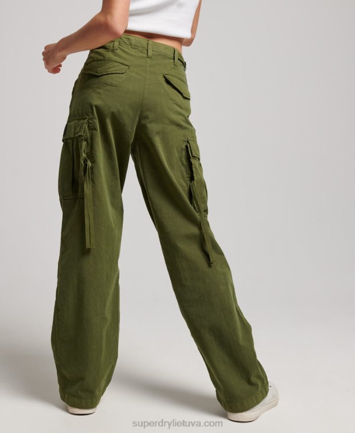 Superdry Vintage Low Rise Cargo Trousers Green Women