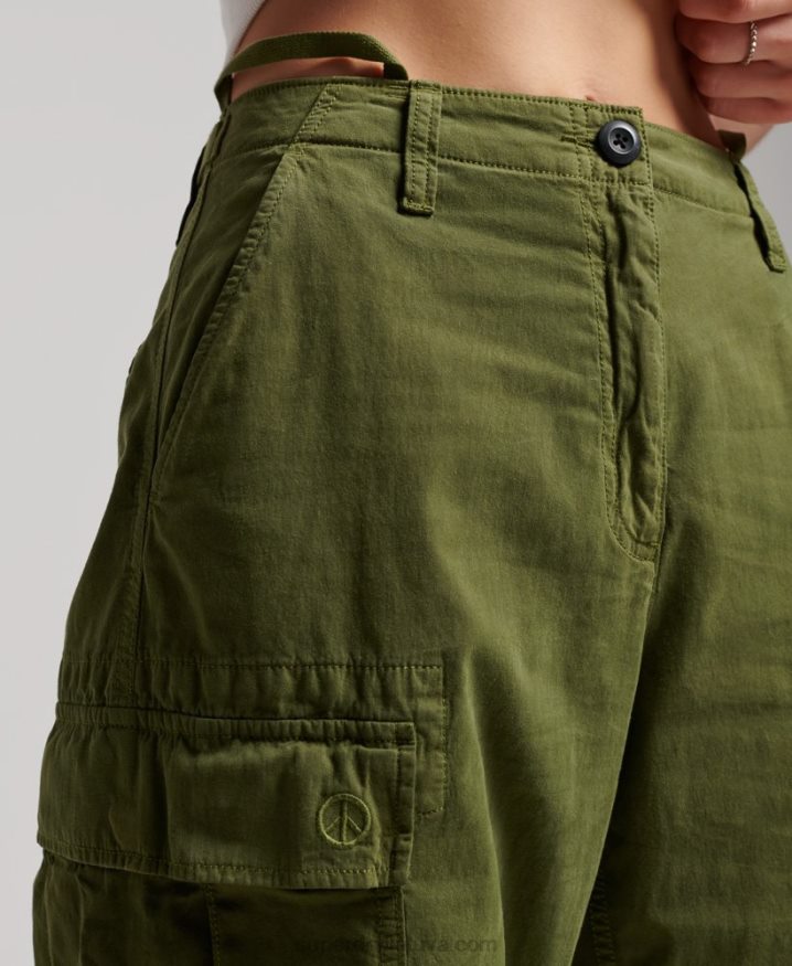 Superdry Vintage Low Rise Cargo Trousers Green Women