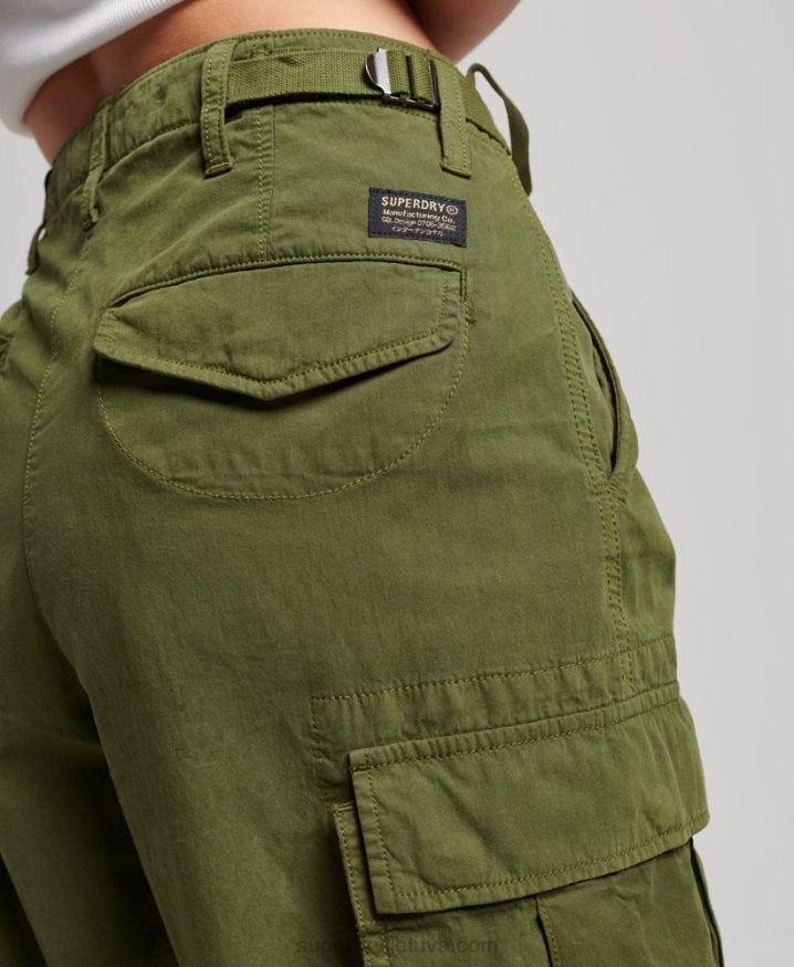 Superdry Vintage Low Rise Cargo Trousers Green Women