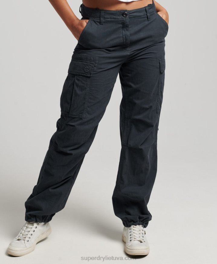 Superdry Vintage Low Rise Cargo Trousers Navy Women