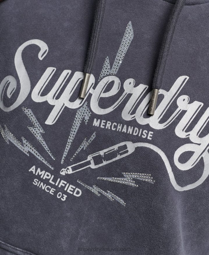 Superdry Vintage Merch Store Hoodie Dark Grey Women