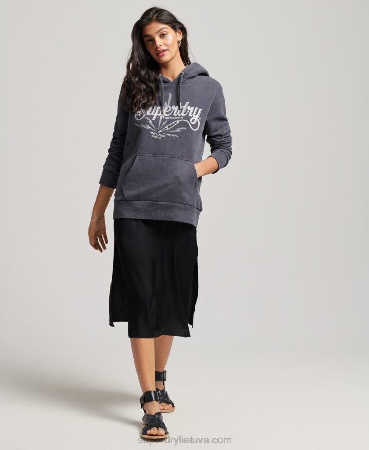 Superdry Vintage Merch Store Hoodie Dark Grey Women