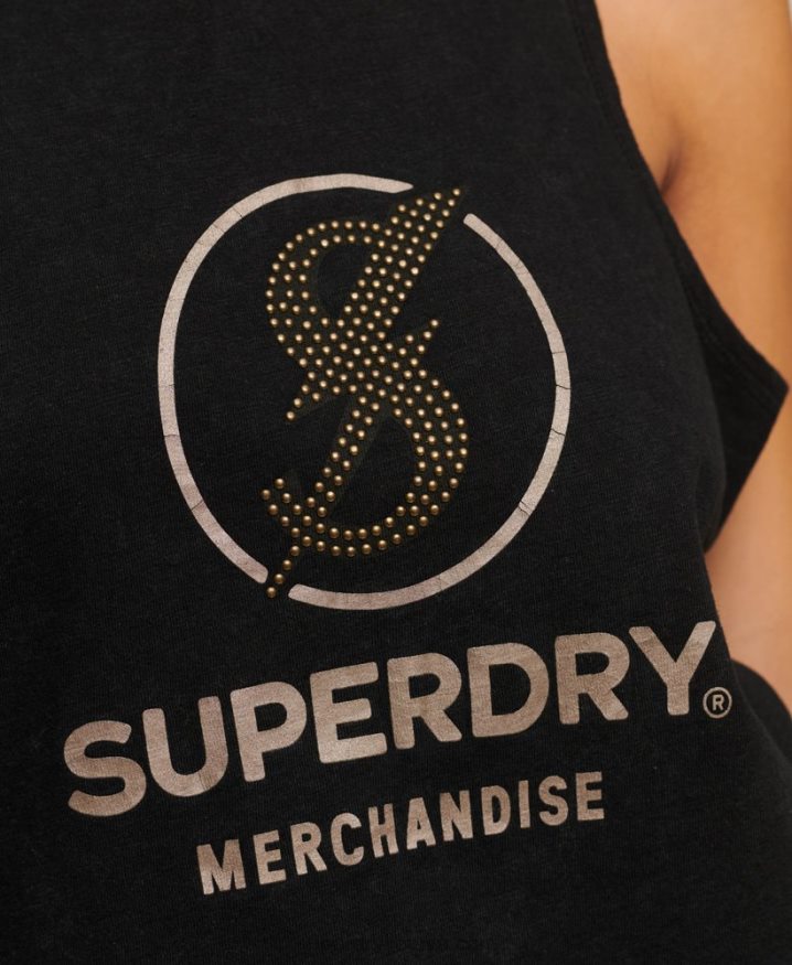 Superdry Vintage Merch Store Vest Black Women